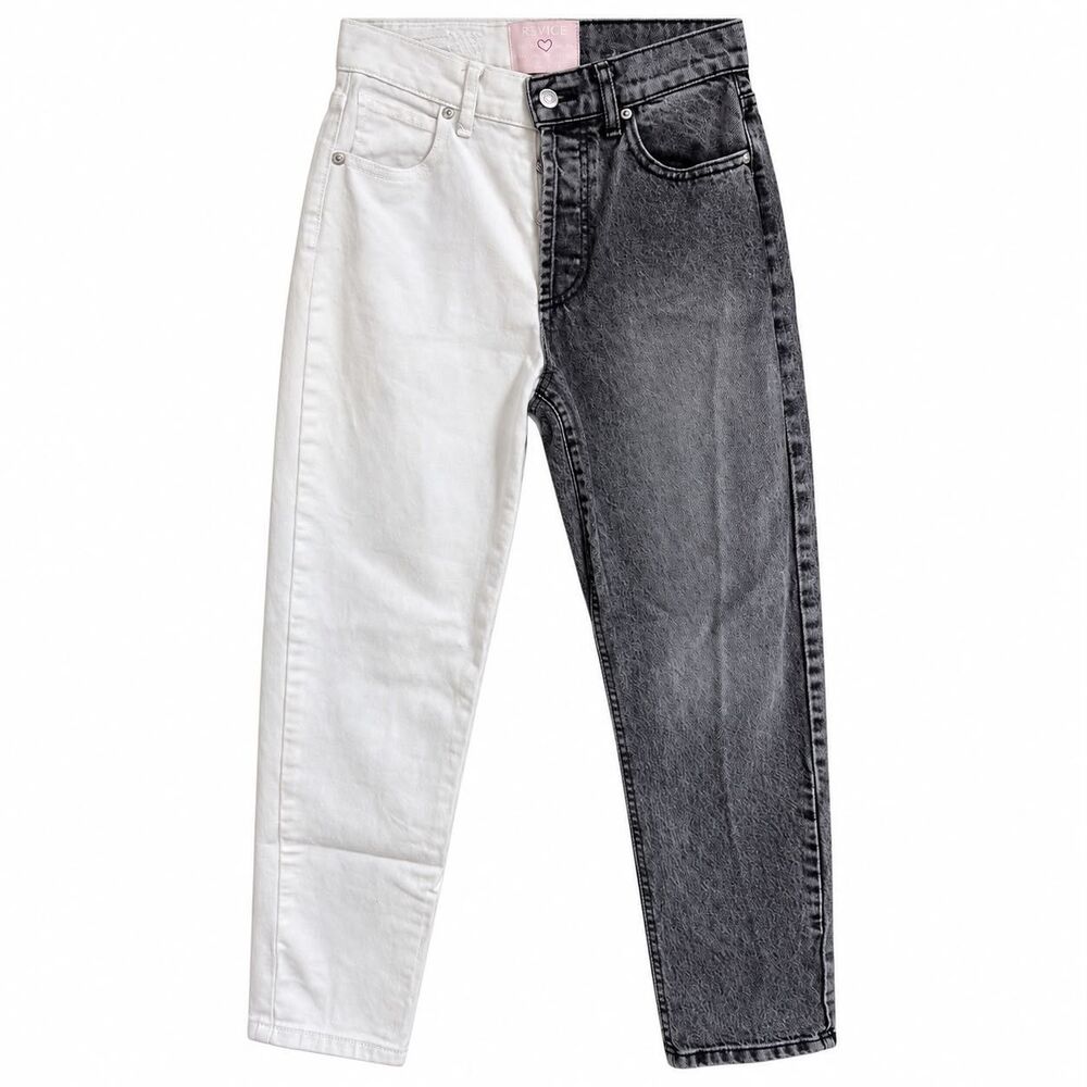 REVICE Y2K Jeans Two Tone High Rise Button Fly Tapered Colorblock Sz 25 USA made